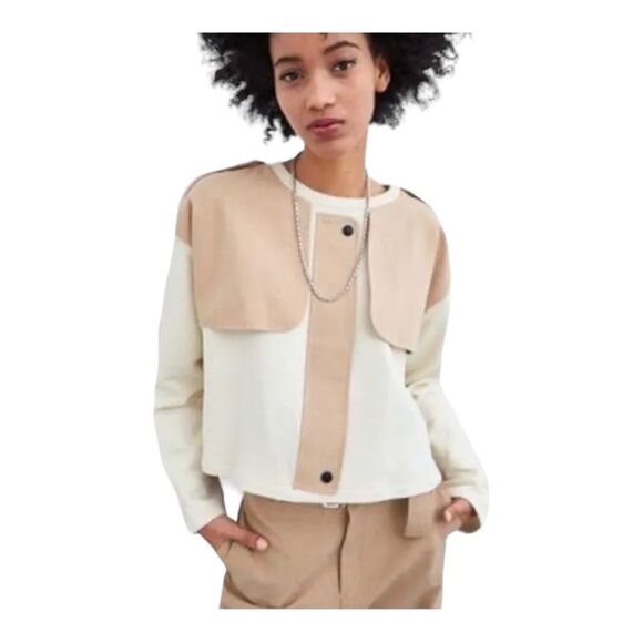 Zara Tops - ZARA Women’s Cream Tan Pullover Cropped Trench Top Size Medium